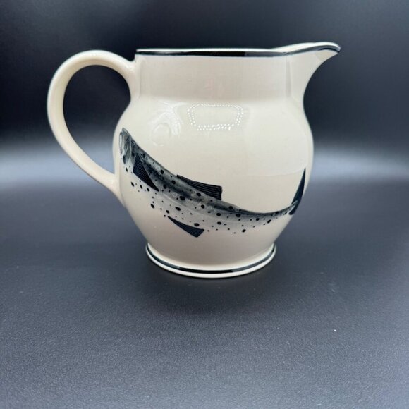 Unique handpainted Emma Bridgewater Black Salmon Jug pitcher rare hard to find - Picture 1 of 13